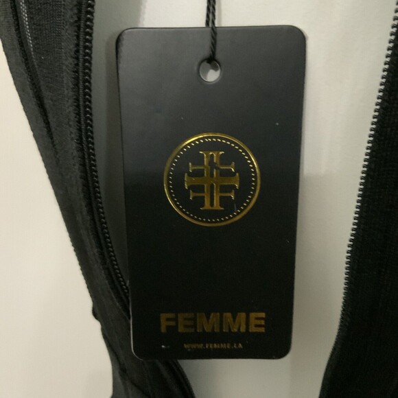 Femme Los Angeles Bandage Dress Black Body Con Sleeveless M - Picture 7 of 10